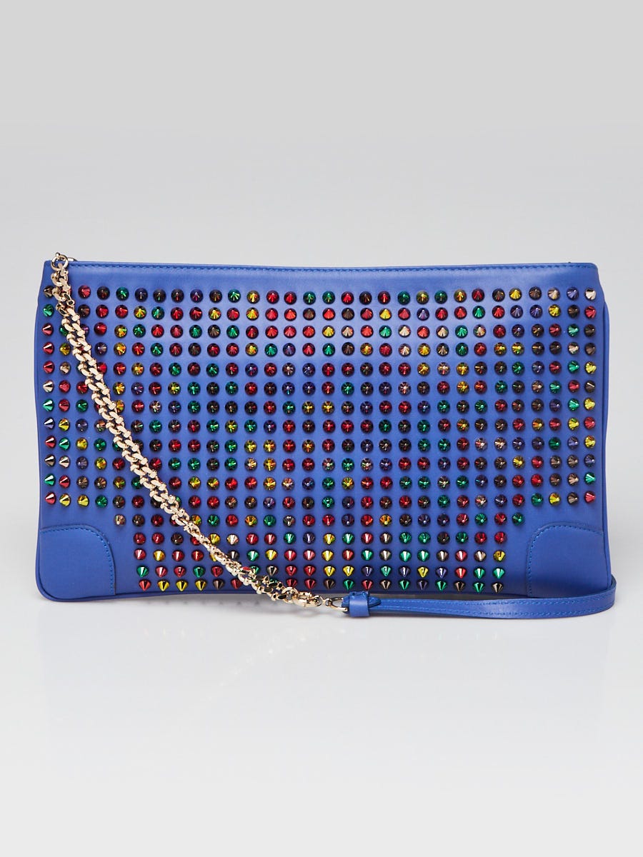 Christian Louboutin Purple Leather Loubiposh Spiked Clutch Bag Yoogi s Closet