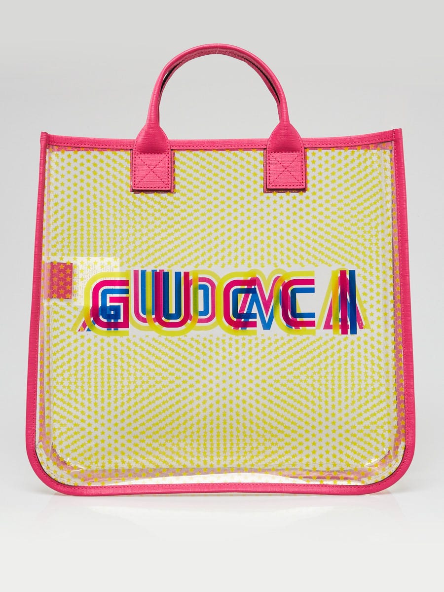 Gucci Pink/Yellow Star Vinyl and Leather Gucci Amour Kids Tote Bag