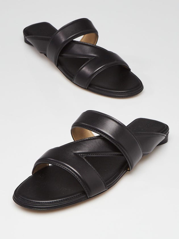 Bottega Veneta Black Lambskin Leather The Band Mule Flats Size 9.5/40