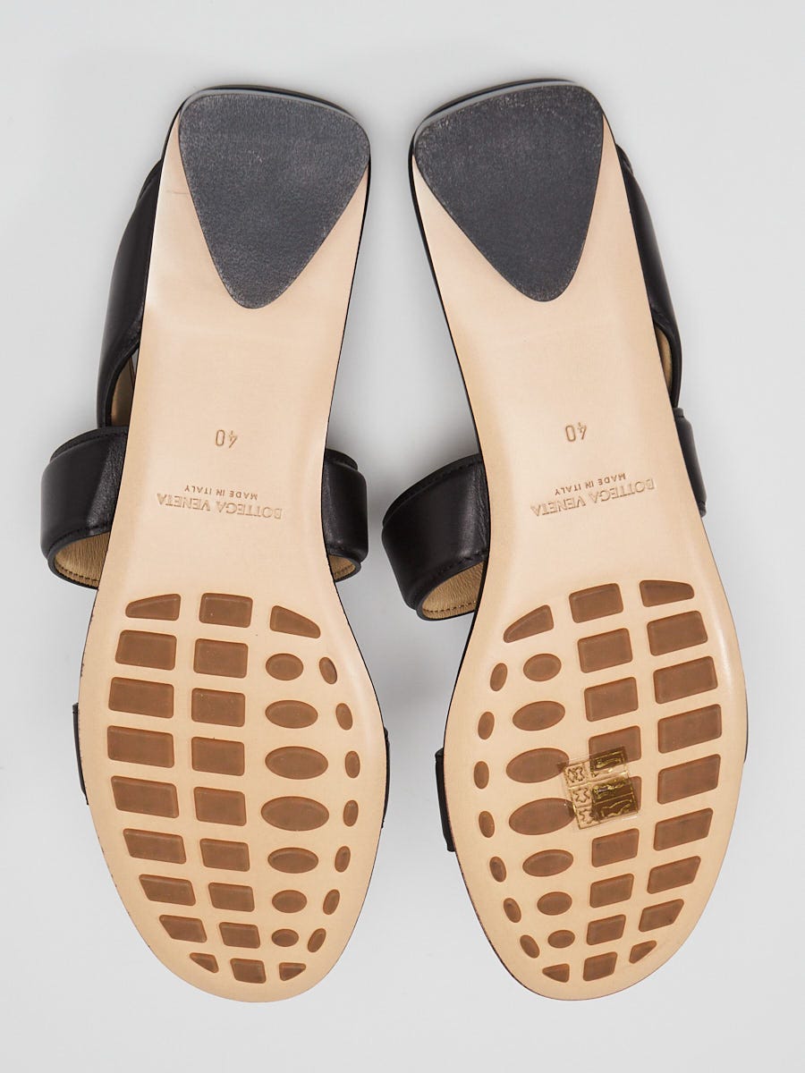 BOTTEGA VENETA BAND SANDAL サイズ40 Bottega Veneta The Band Mules Black Leather Size 40 Slide