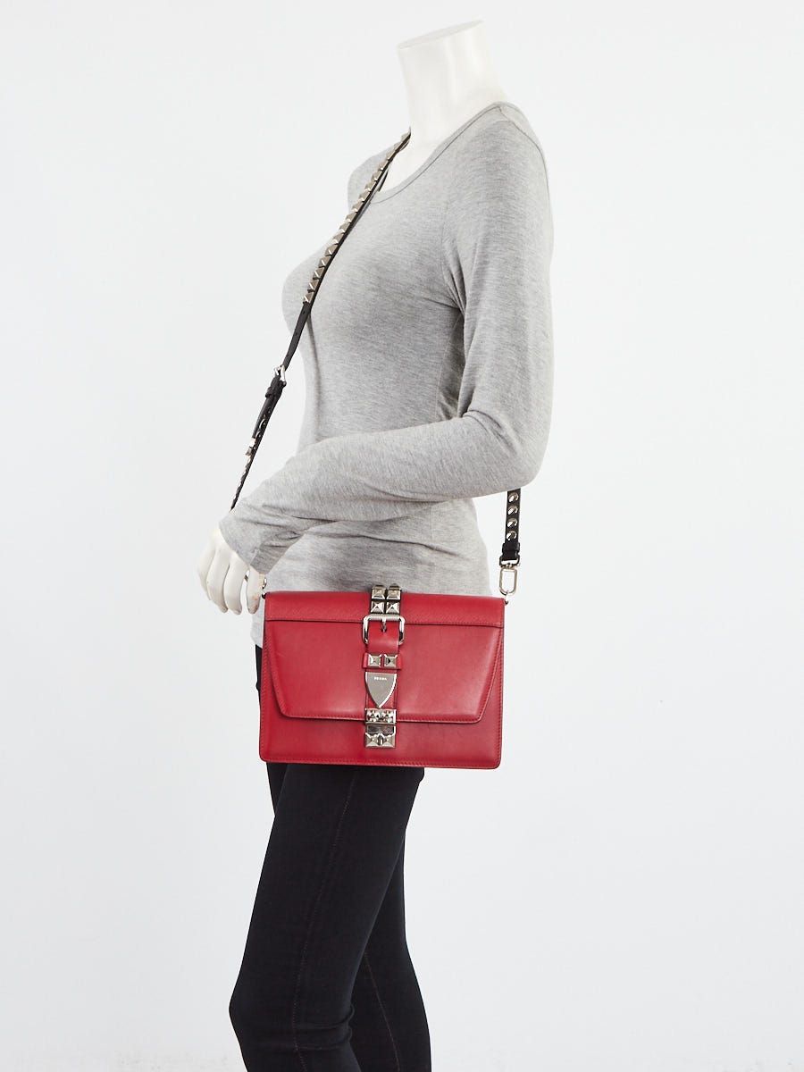 ファッション好きが選ぶ人気ブランドランキング City Red Prada Calf Elektra Studded Leather Saffiano and ハンドバッグ