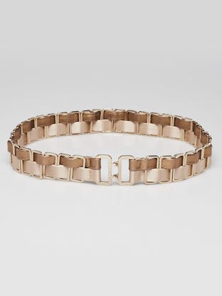 Goldtone Chain Satin and Leather Belt Size 75/30