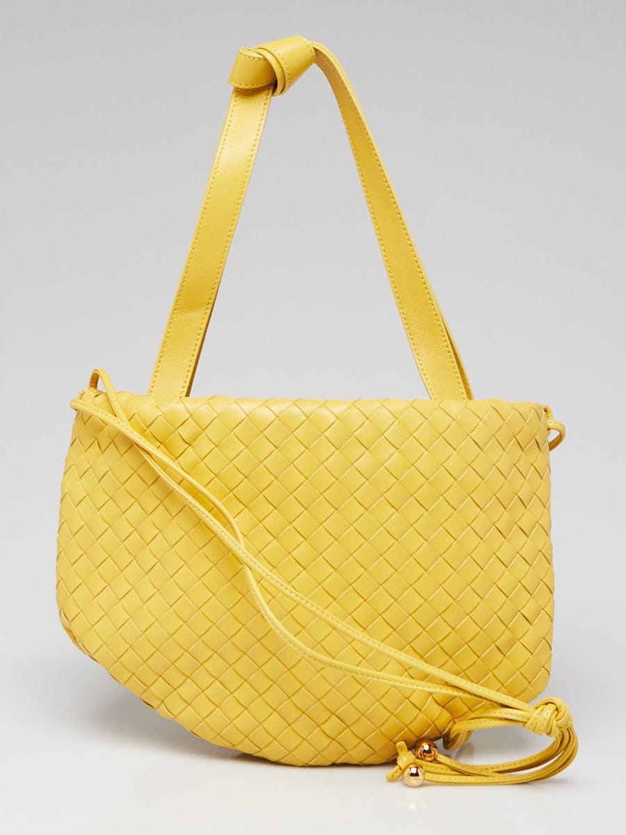 Bottega Veneta Yellow Intrecciato Woven Nappa Leather Bulb Small Shoulder Bag