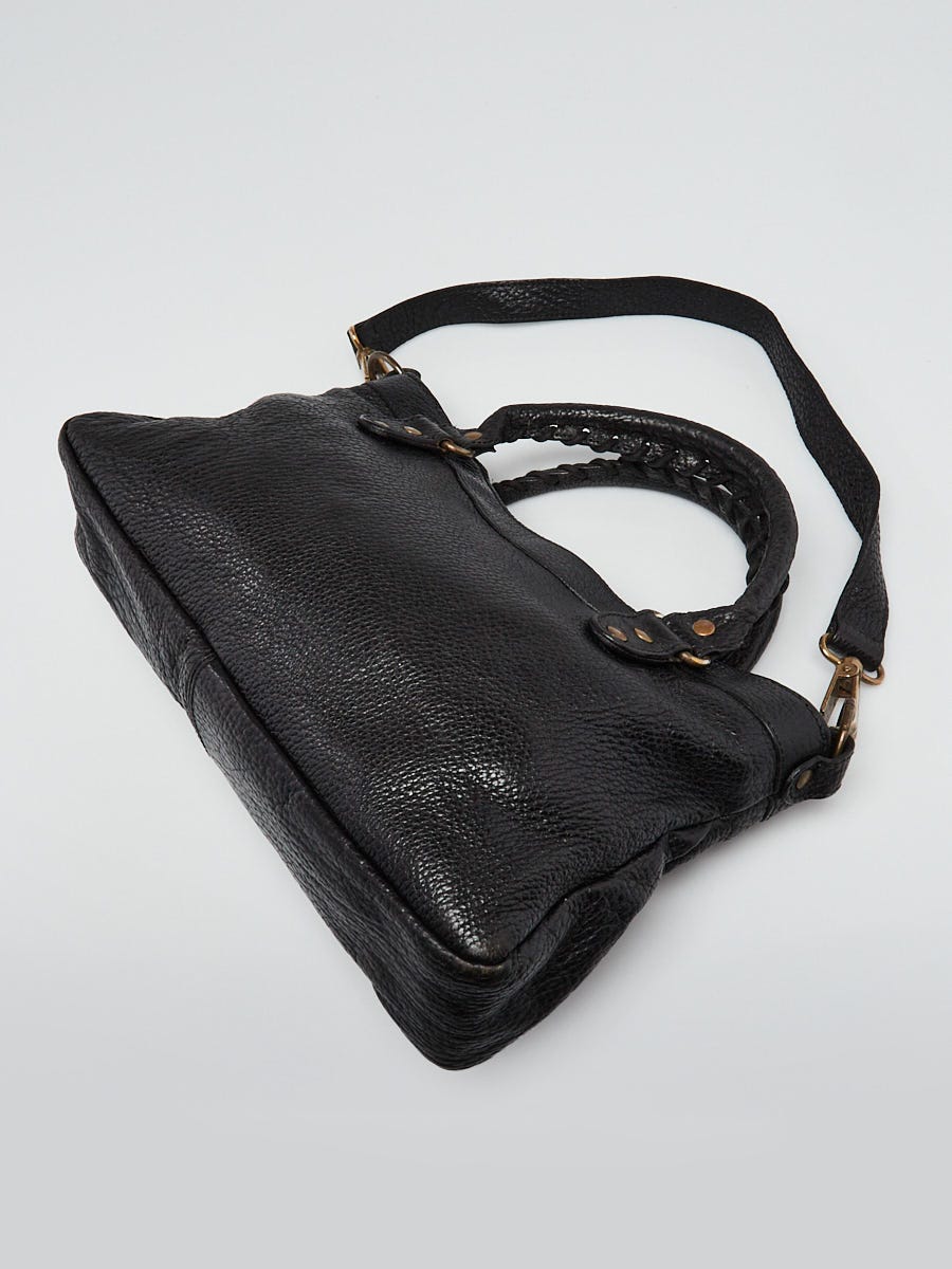 Balenciaga Black Caribou Pebbled Leather Le Dix Motorcycle First