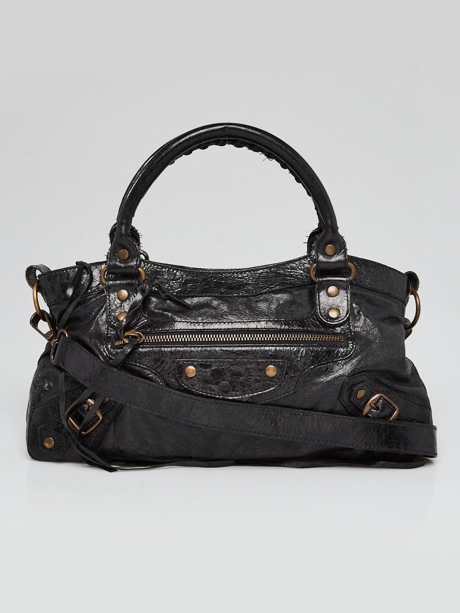 Balenciaga Black Lambskin Leather Le Dix Motorcycle First Bag