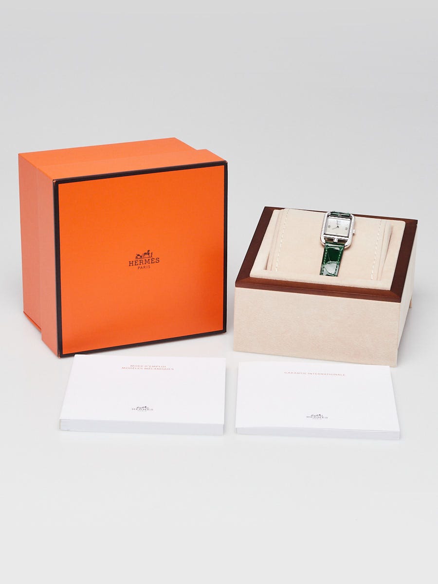 Hermes 31mm Diamond and Vert Moyen Alligator Small Model Cape Code