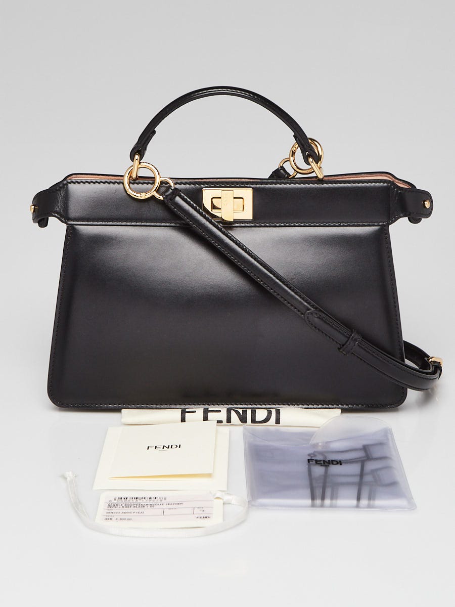 Fendi Black Smooth Leather Peekaboo Top Handle Bag 8BN323