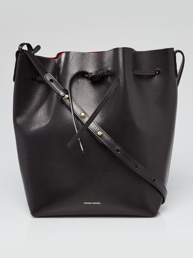 Mansur Gavriel Black/Flamma Leather Large Bucket Bag