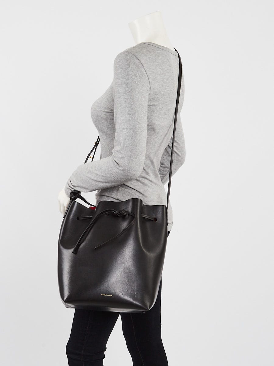 Mansur Gavriel Black/Flamma Leather Large Bucket Bag
