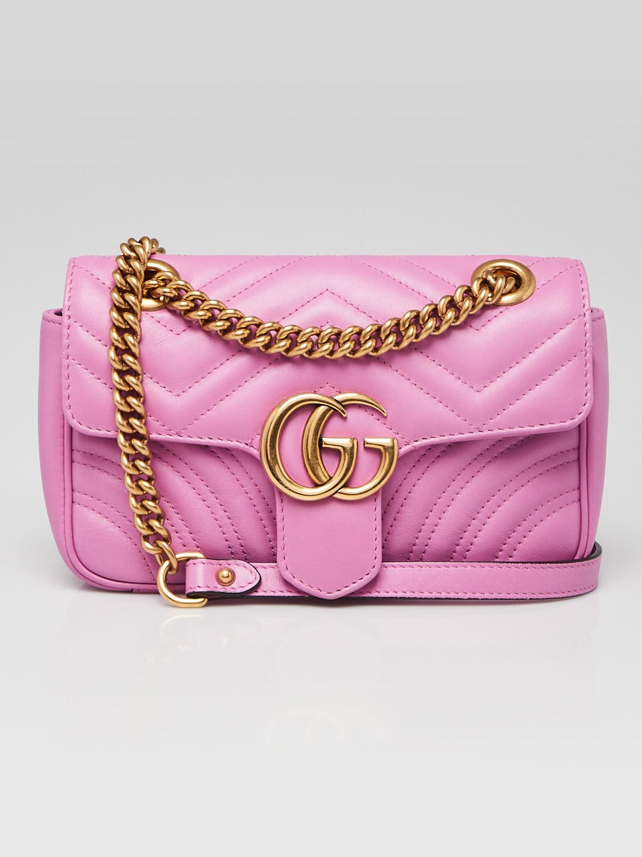 Bolsa Gucci Rosa Gucci Gg Marmont Shoulder Bag Matelasse Mini