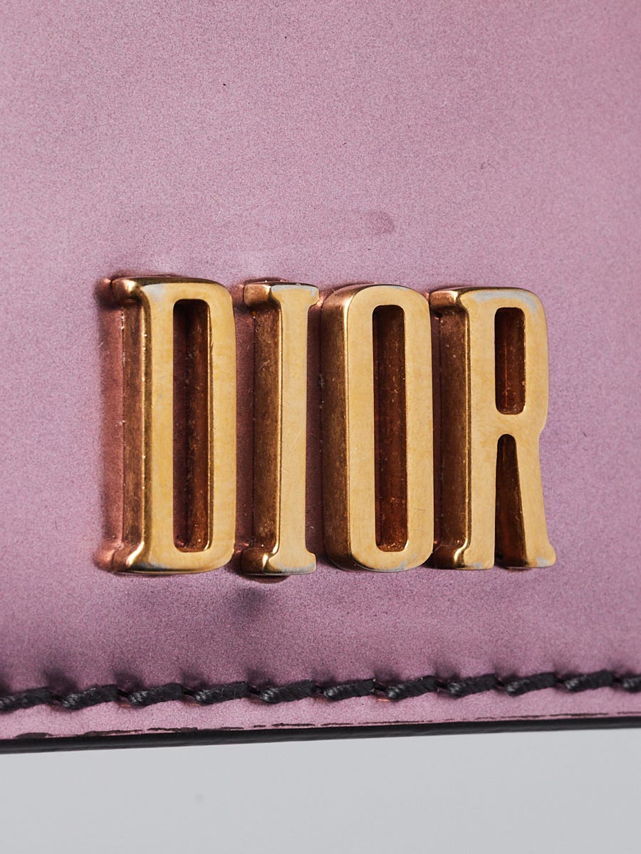 Christian Dior Purple Metallic Leather D-Fence Card Holder Wallet
