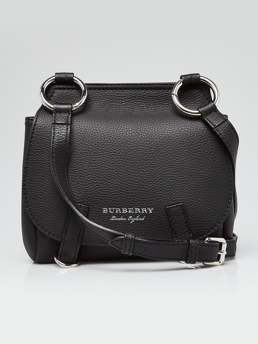 BURBERRY The Bridle Haymarket Check Leather Shoulder Bag Black