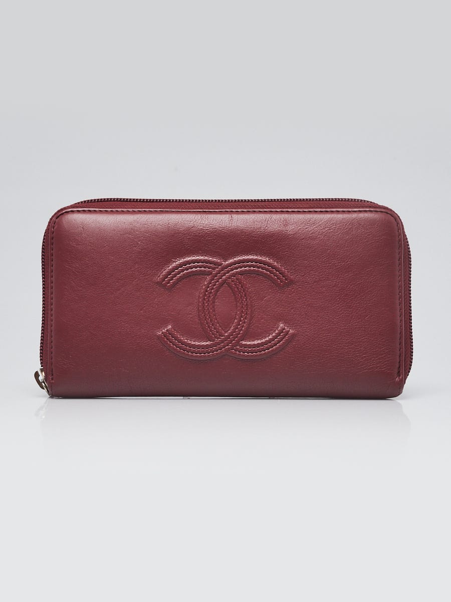 Chanel Red Smooth Leather CC L-Gusset Zip Wallet - Yoogi's Closet