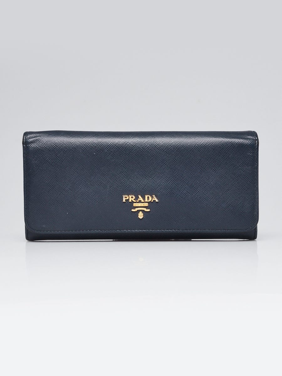 Prada, Bags, Prada Large Saffiano Leather Wallet Navy