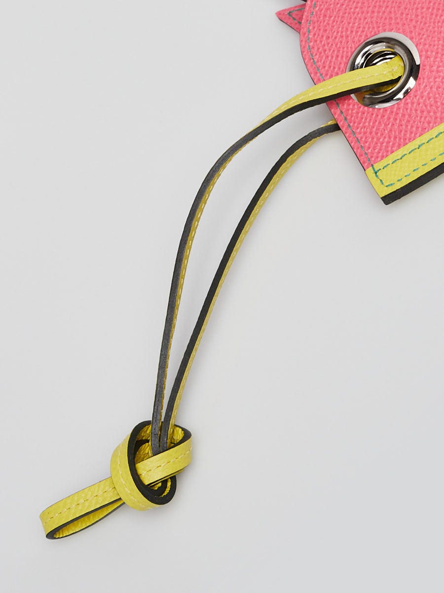 Hermes Rose Azalee/Lime/Malachite Epsom Leather Camail Bag Charm Key Holder