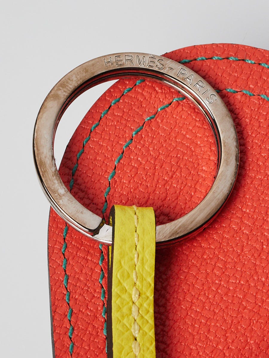 Hermes Rose Azalee/Lime/Malachite Epsom Leather Camail Bag Charm Key Holder  - Yoogi's Closet