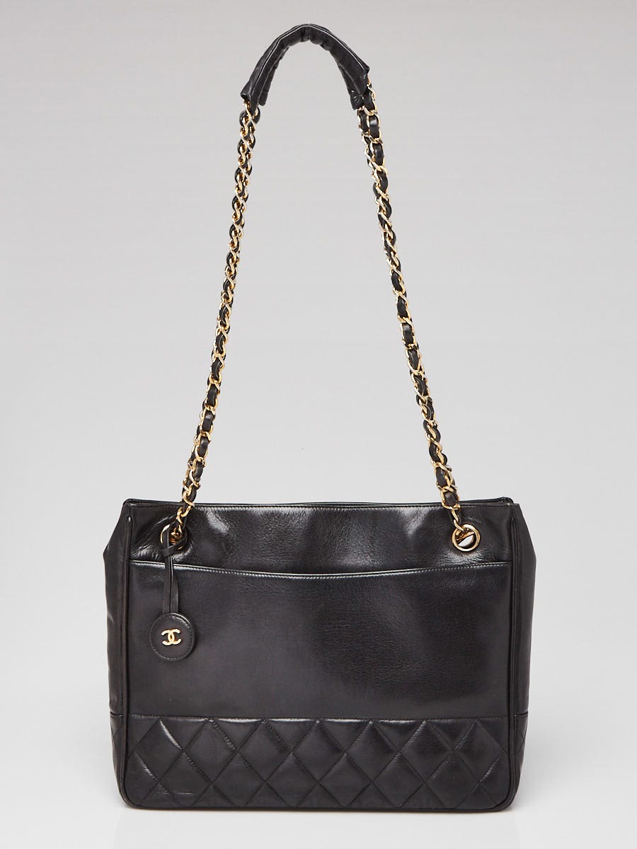 Chanel Black Quilted Lambskin Leather Tote Bag - Yoogi's Closet