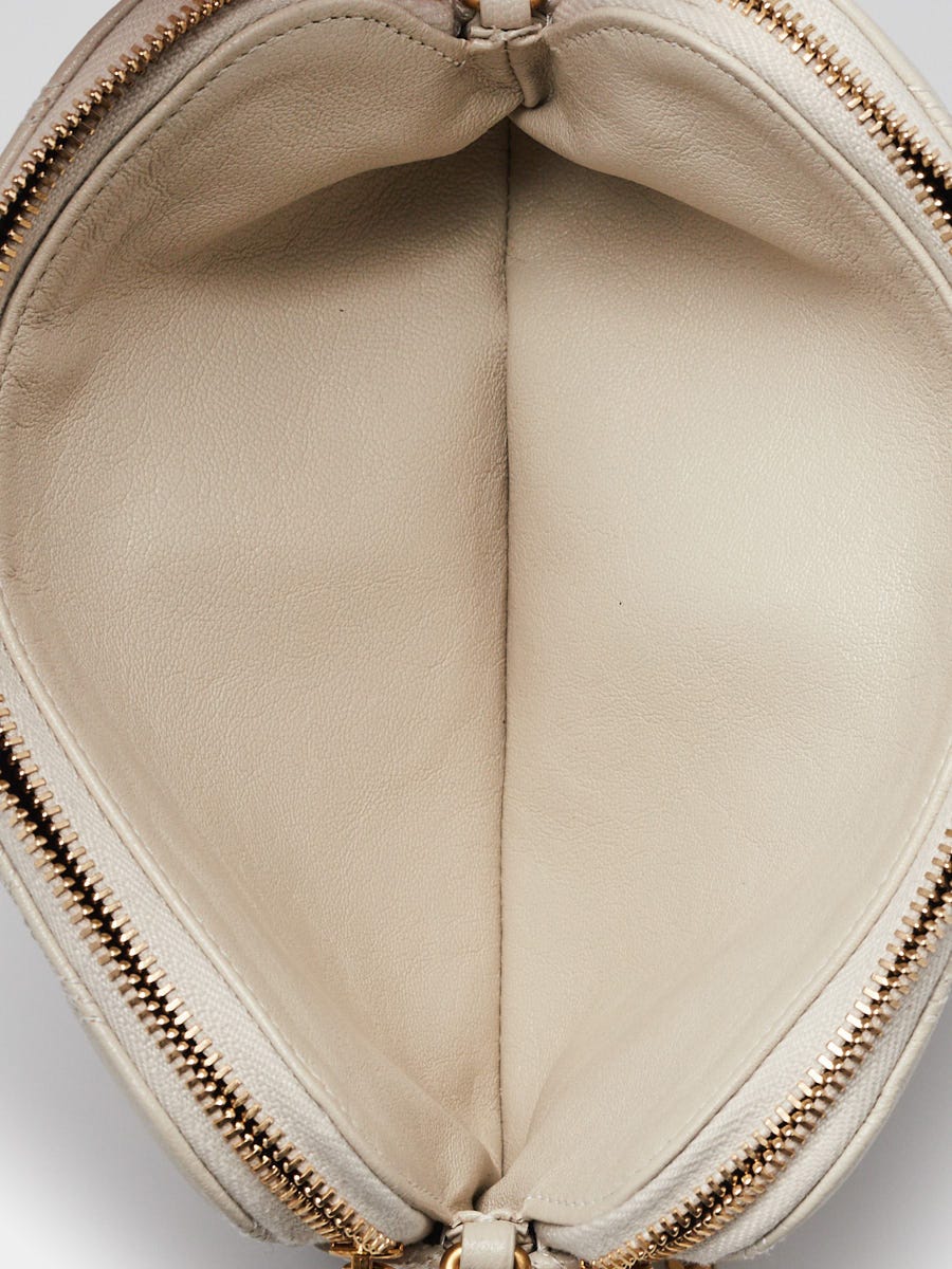 Yves Saint Laurent White Quilted Lambskin Leather Double Zip