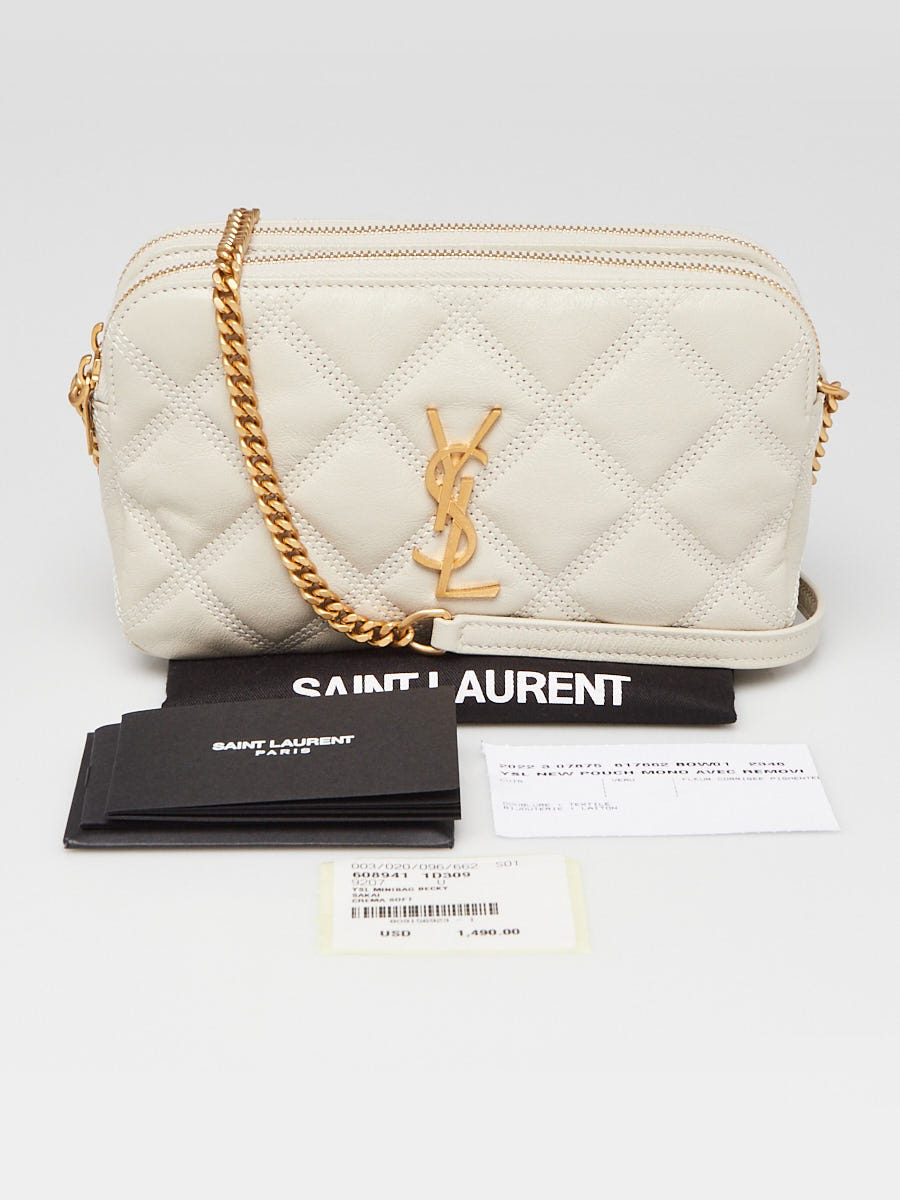 Yves Saint Laurent White Quilted Lambskin Leather Double Zip Becky Mini  Crossbody Bag | Yoogi's Closet