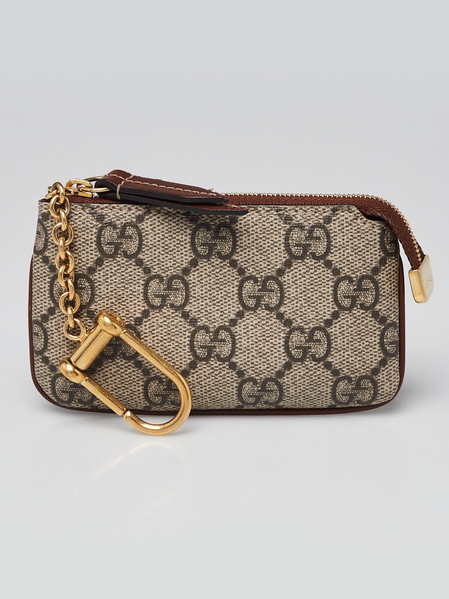 Gucci Beige Ebony GG Coated Canvas Supreme Key Pouch Yoogi s Closet
