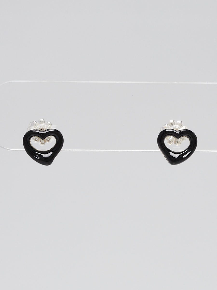 Tiffany & Co. Black Jade Elsa Peretti Open Heart Stud
