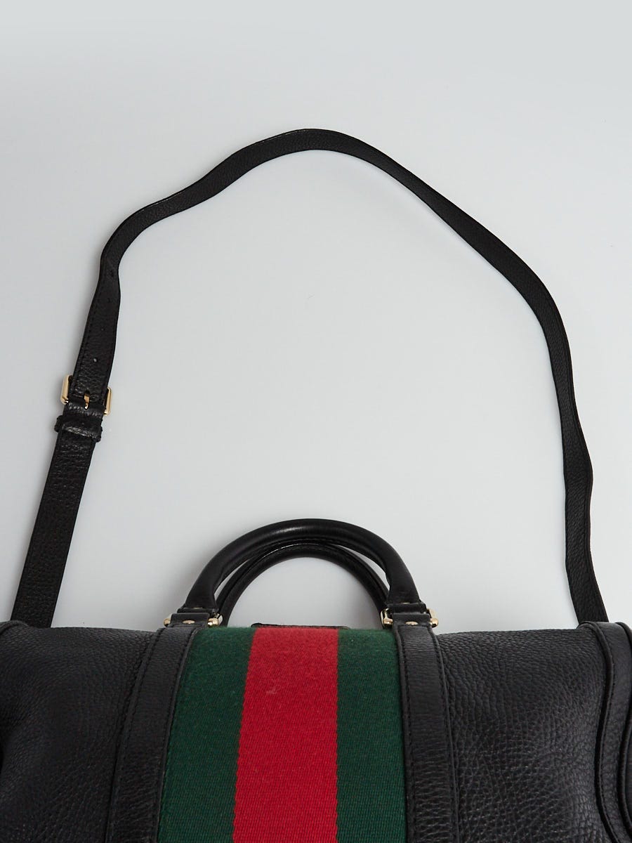 Gucci Vintage Web Leather Boston Bag in Black