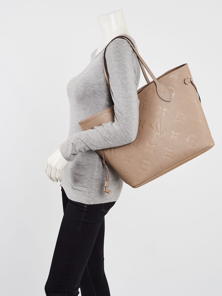 Louis Vuitton Tourterelle Monogram Empreinte Neverfull mm NM Bag w/o Accessories Pochette