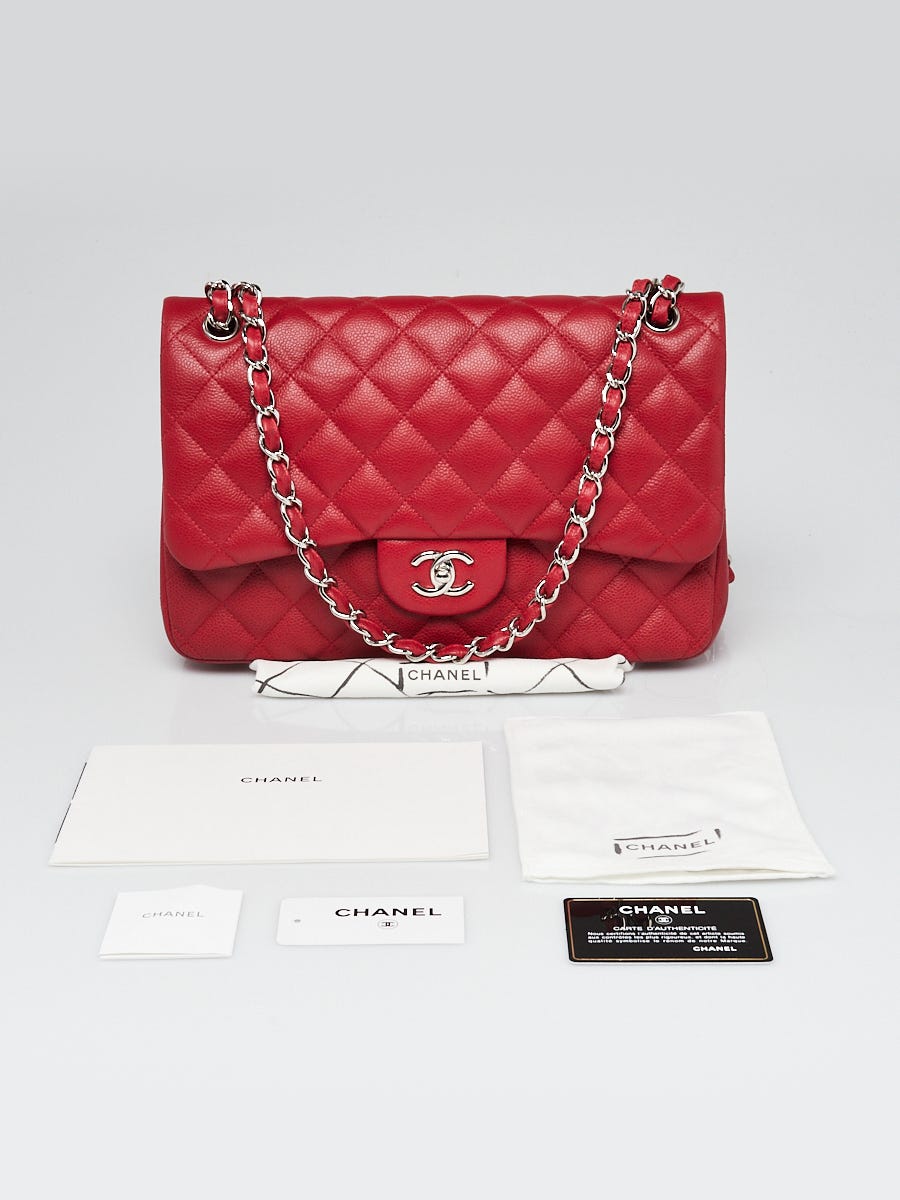 Chanel Red Jumbo Caviar Easy Flap Bag Leather ref.991617 - Joli Closet
