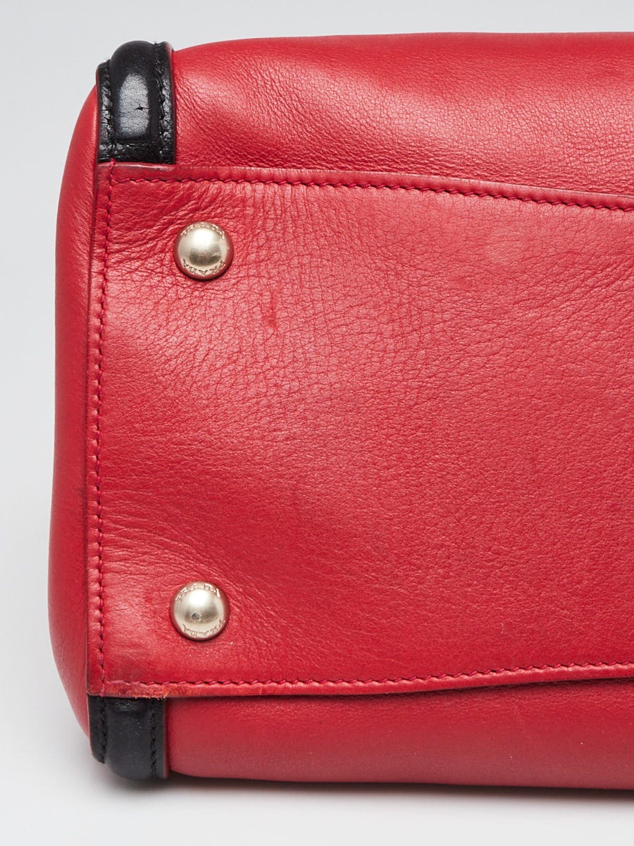 Prada Red/Black City Calf Leather Small Tote Bag BN2569 | Yoogi's Closet