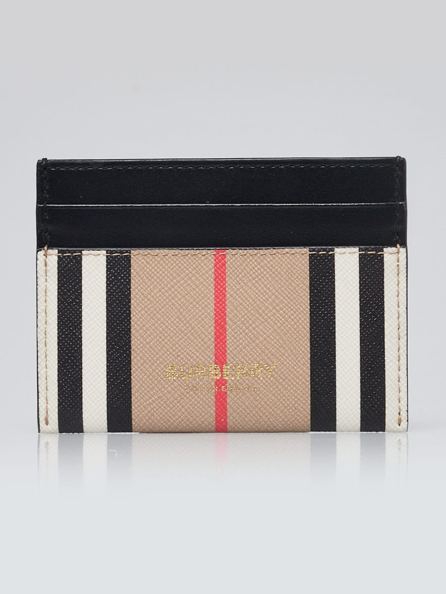 Burberry Black/Beige Vintage Check Canvas and Leather Card Case