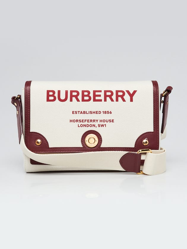 Burberry Beige/Garnet Canvas and Leather Horseferry Note Crossbody Bag
