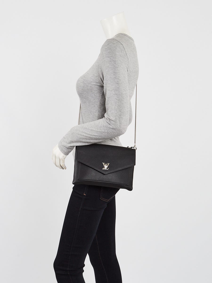 Louis Vuitton Black Leather MyLockMe Chain Pochette Bag - Yoogi's Closet