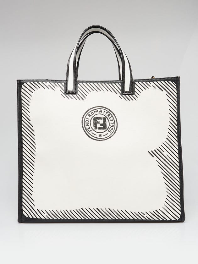 Fendi White/Black Coated Calfskin Joshua Vides By the Way Bag 8BH537