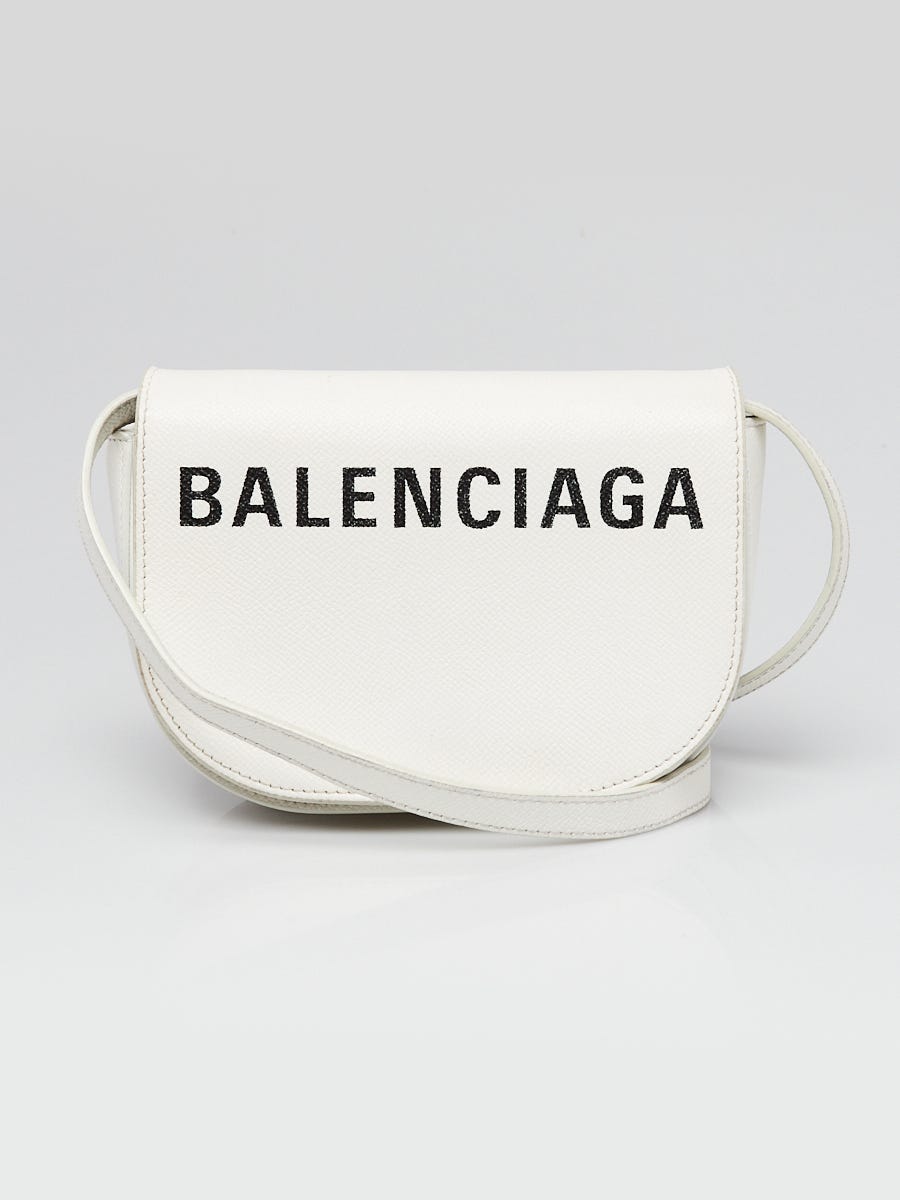 Balenciaga White Grained Leather Day XS Crossbody Bag - Yoogi's Closet