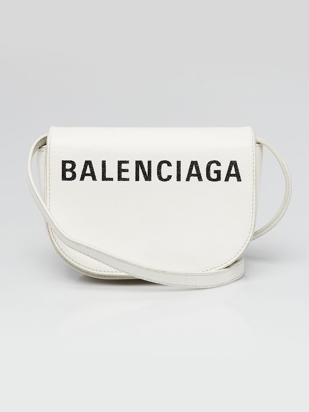 Balenciaga White Grained Leather Ville Day S Crossbody Flap Bag
