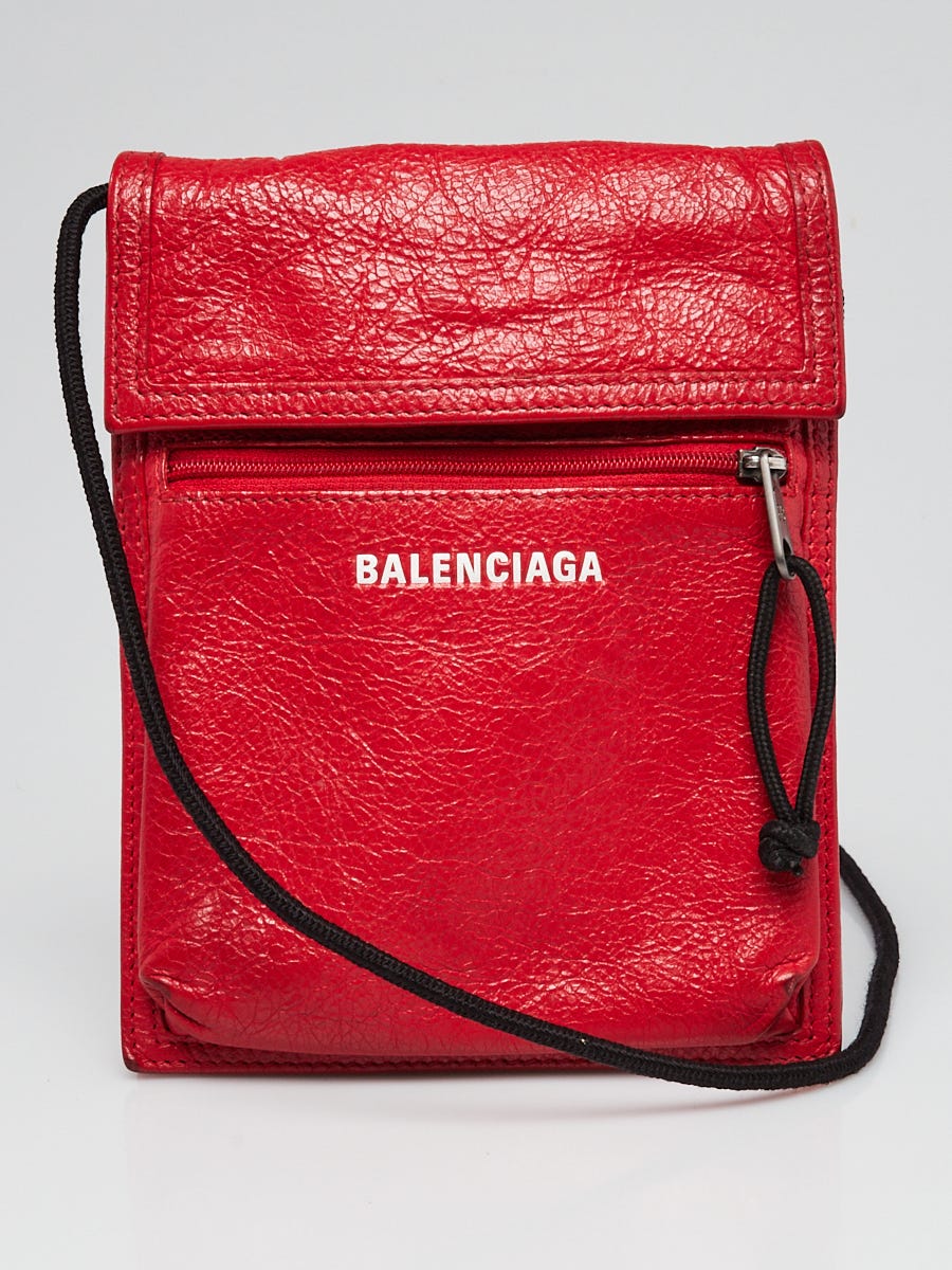 Balenciaga Red Leather Explorer Pouch Crossbody Bag
