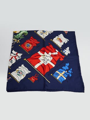 90cm Purple/Pink Silk Pavois Ship Flag Mousseline Square Scarf