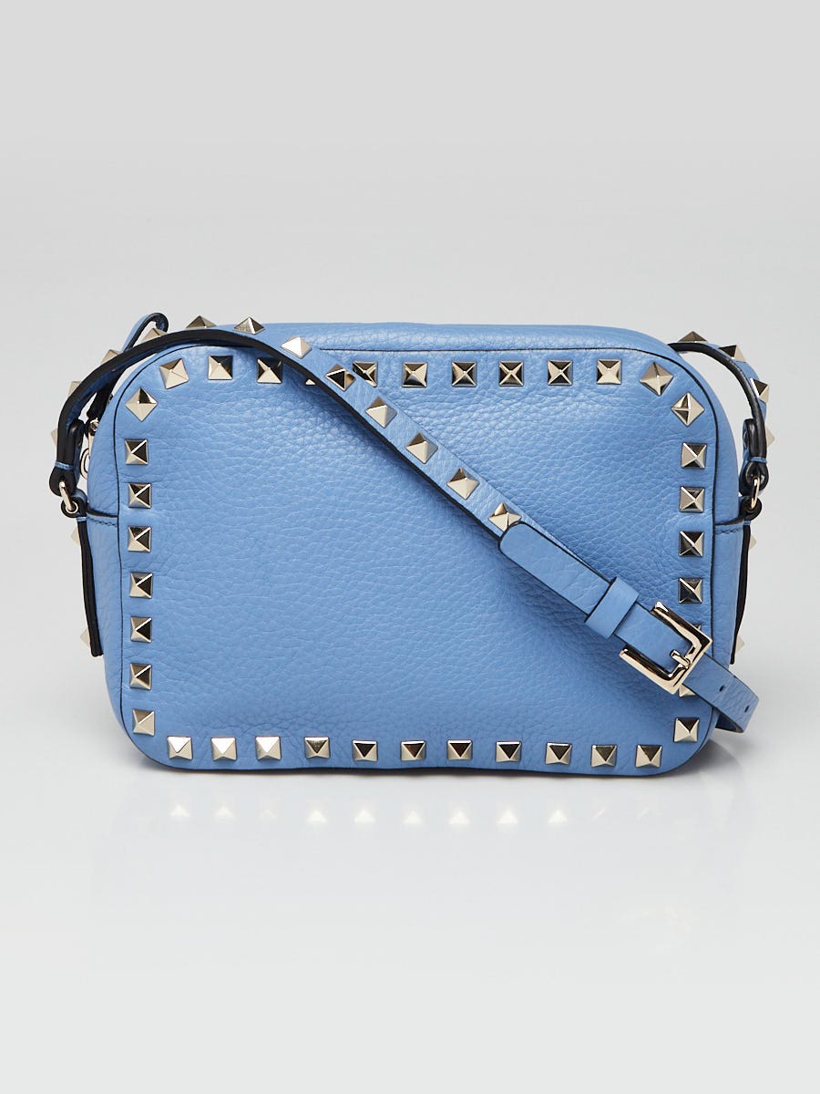 Valentino Blue Pebbled Leather Rockstud Camera Bag | Yoogi\u0026#39;s Closet