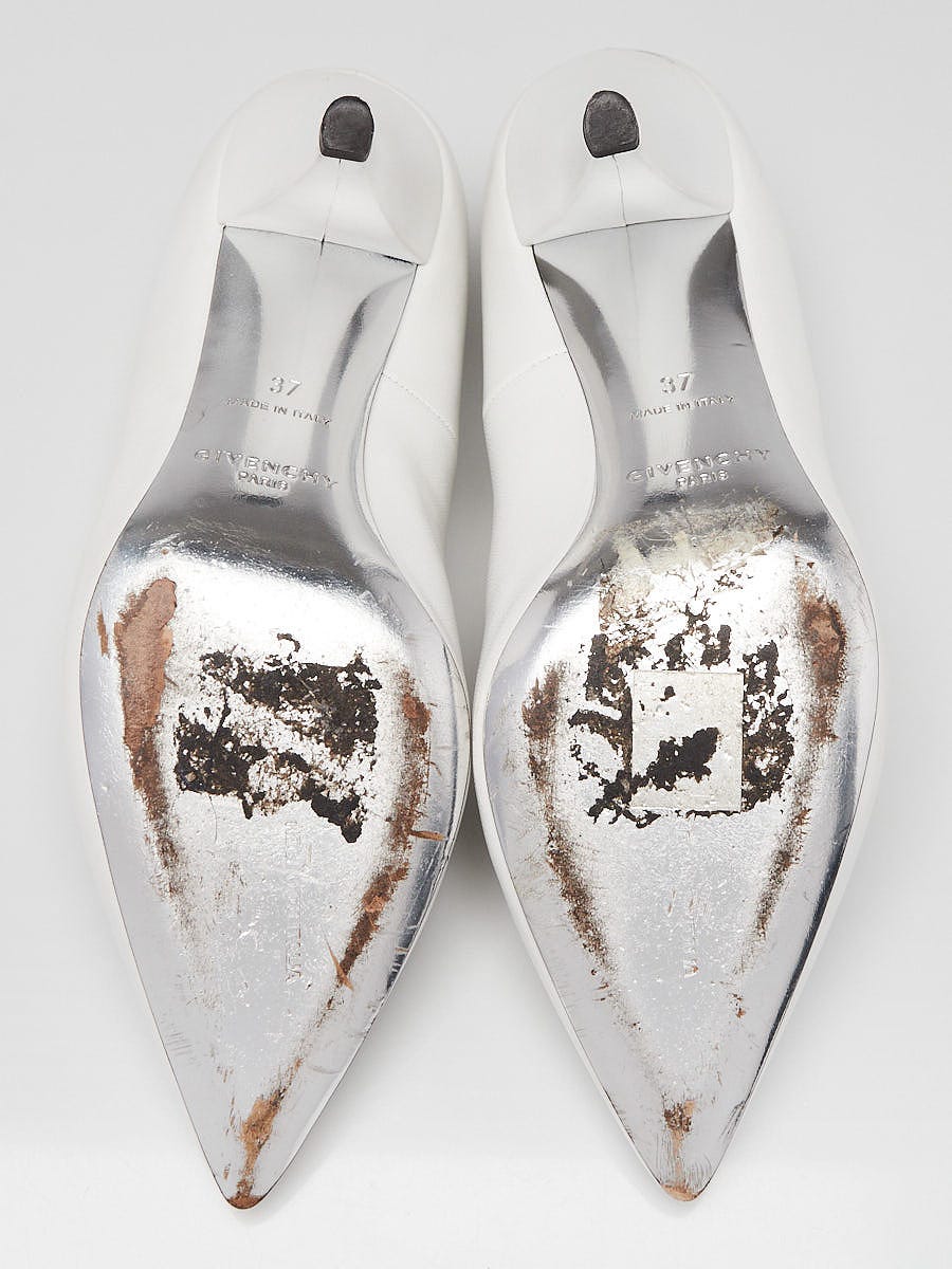 Givenchy White Leather Pointed Toe Ankle Booties Size 6.5/37