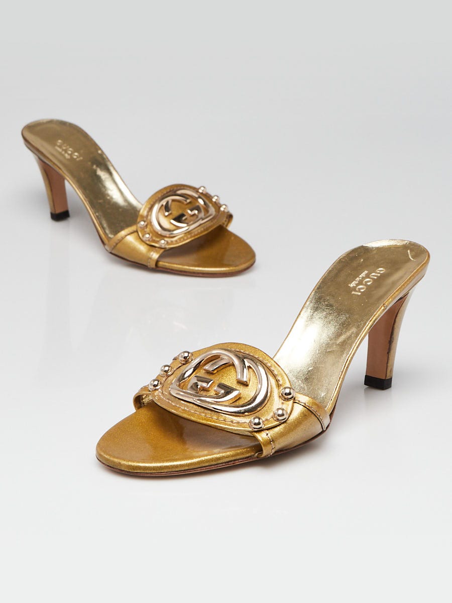 Gucci gold mule best sale