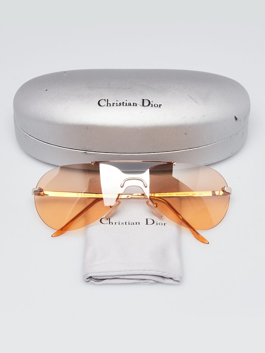 Christian Dior Orange Tinted Rimless Mini Aviator Sunglasses