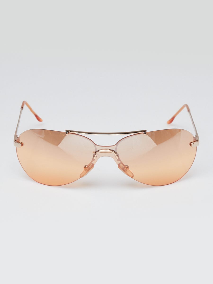 Christian Dior Orange Tinted Rimless Mini Aviator Sunglasses