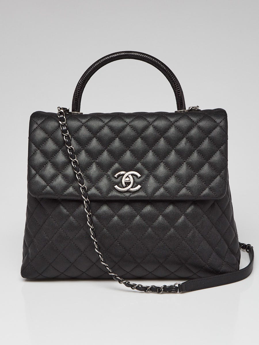 Chanel Black Quilted Caviar Leather Python Large Coco Handle Bag Yoogi s Closet