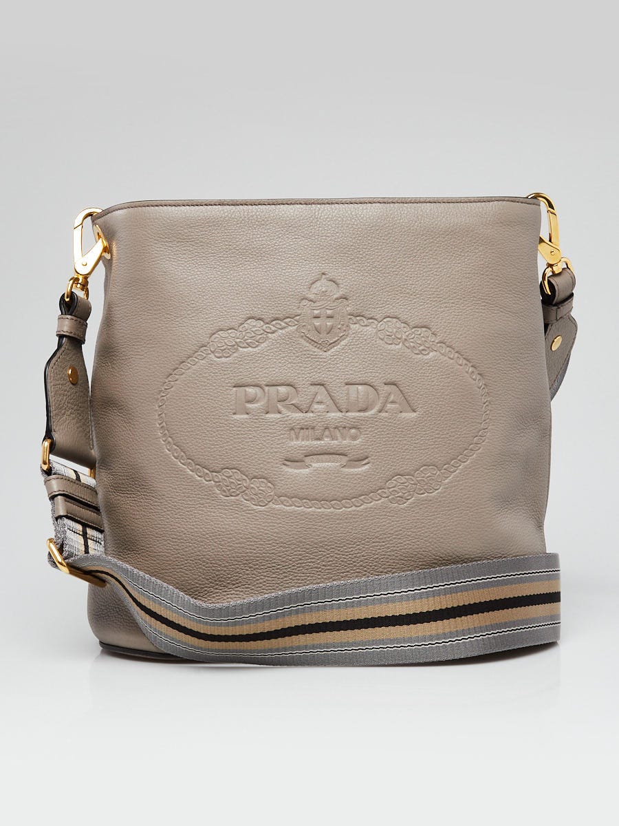 Prada logo bucket bag store