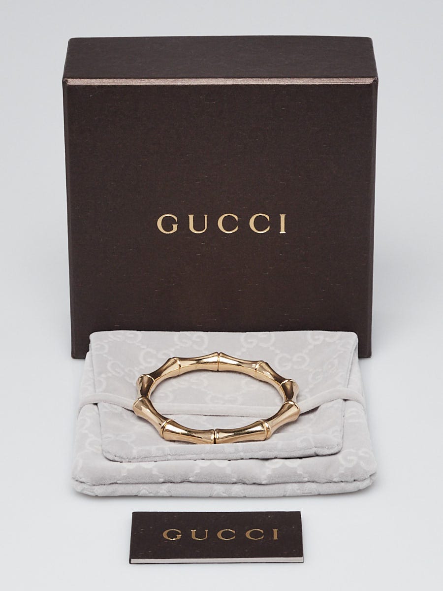 Gucci 18k Yellow Gold Bamboo Elastic Bangle Bracelet Size 17 Yoogi s Closet