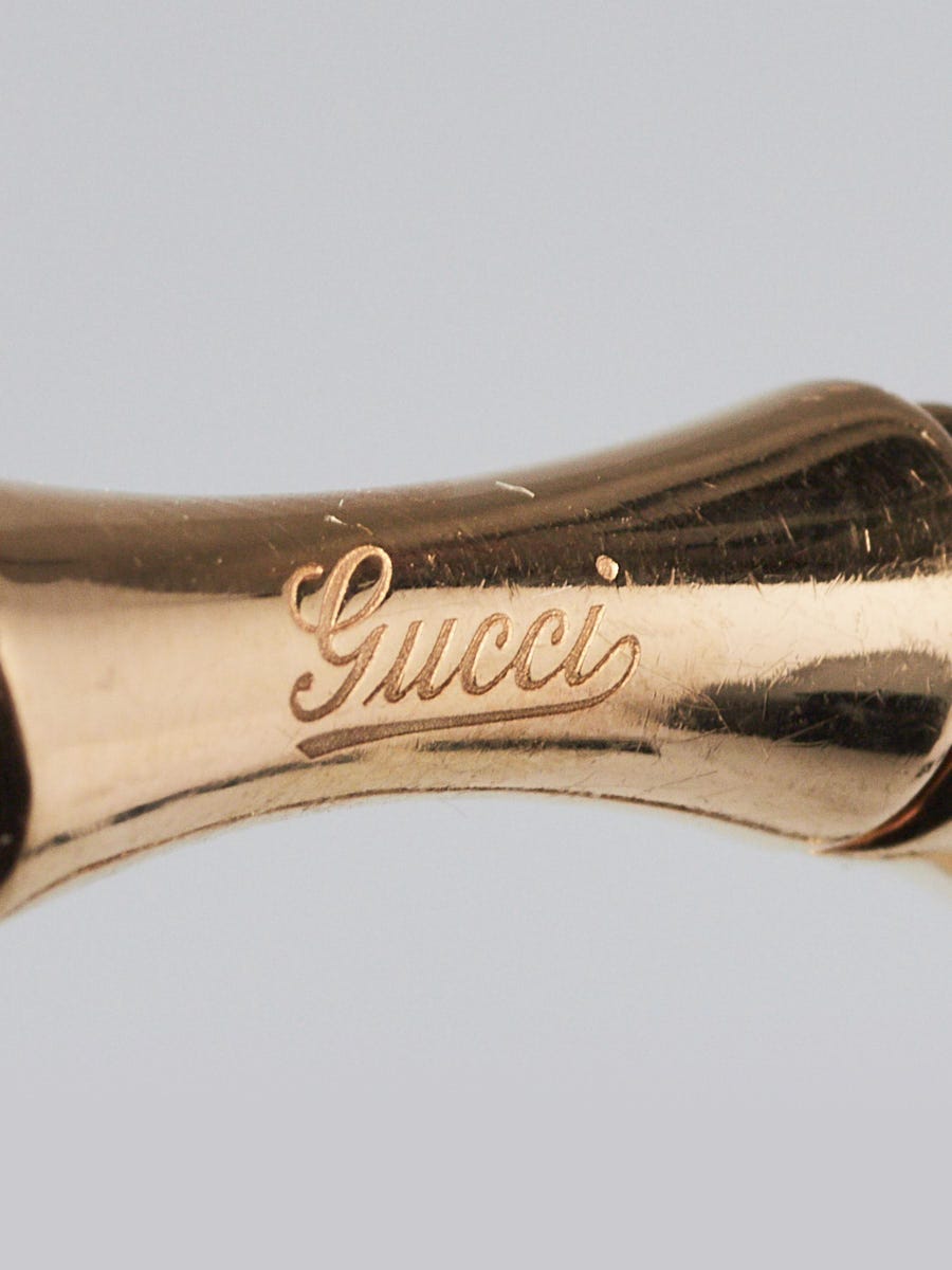 Gucci 18k Yellow Gold Bamboo Elastic Bangle Bracelet Size 17