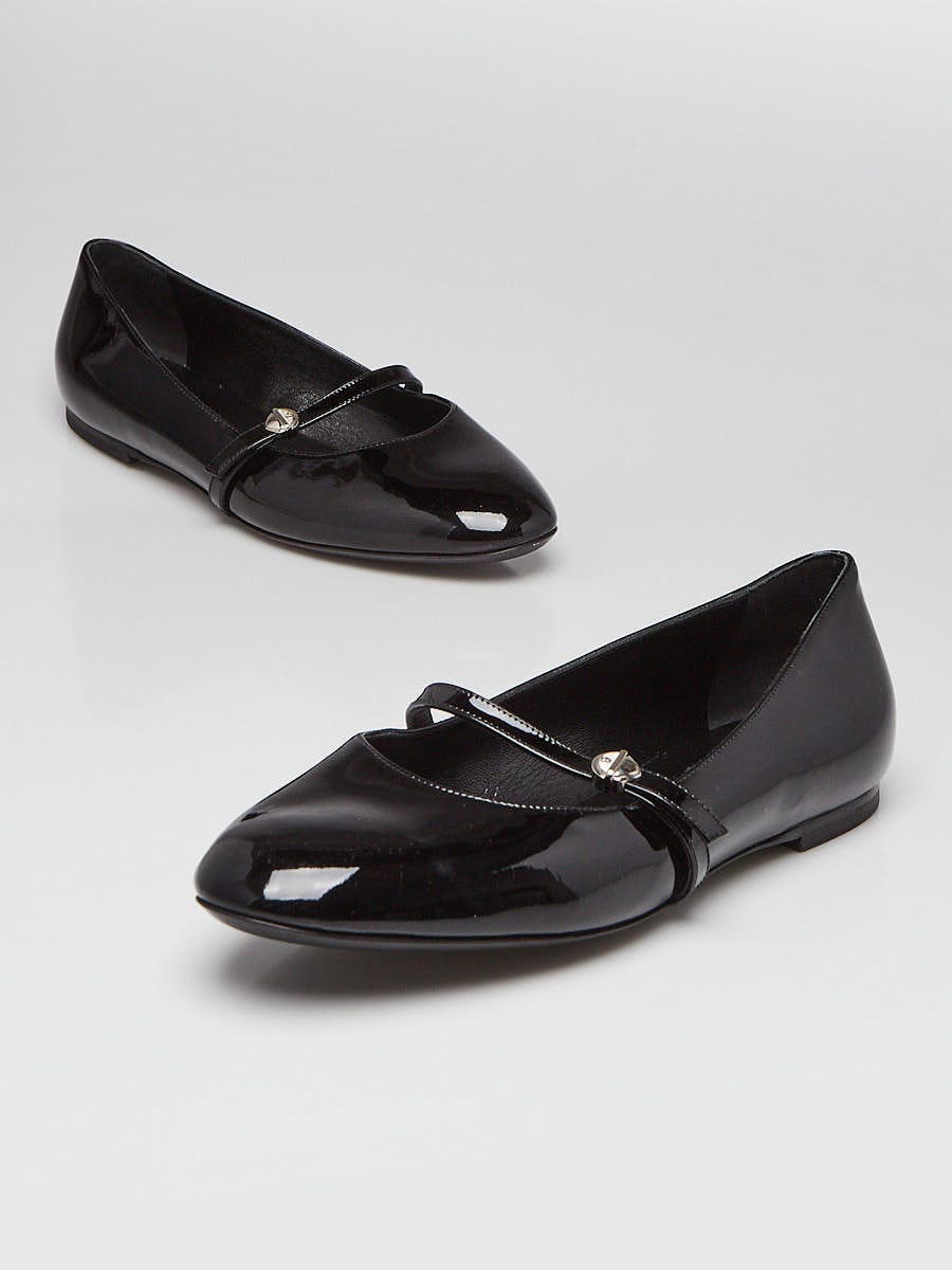 Louis Vuitton Black Patent Leather Mary Jane Uniforme Flats Size 7.5/38