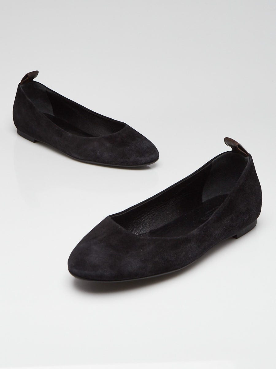Louis Vuitton Black Suede Uniforms Ballet Flats Size 7.5/38 - Yoogi's Closet