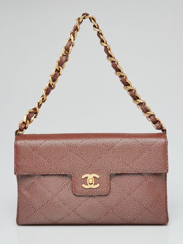Chanel Brown Quilted Metallic Caviar Leather Single Flap Bag