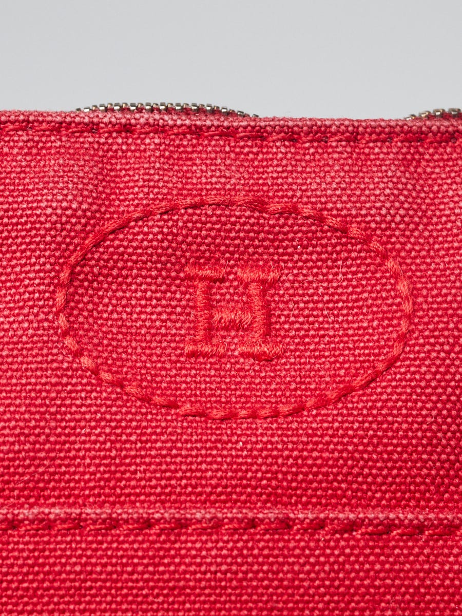 Hermes Red Canvas Bolide Trousse De Voyage GM Travel Case Crossbody Gold  chain